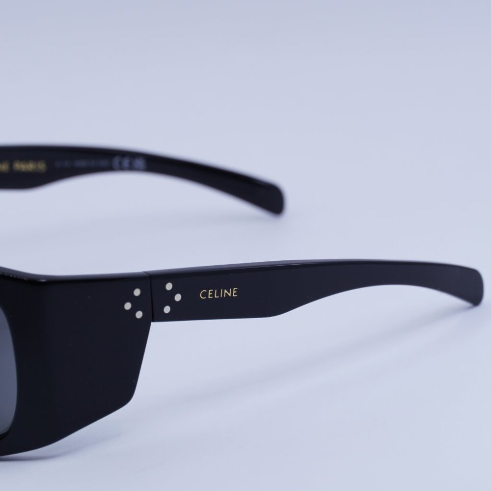 Celine CL40290I 01A Sunglasses Black Geometric Frame, Smoke Lenses - Picture 3 of 10
